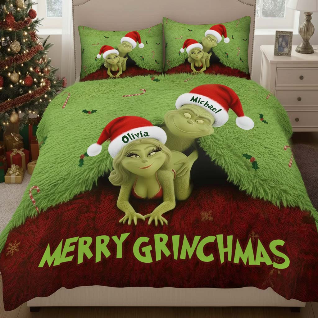 Activité préférée pour ce Grinchmas - Parure de lit de Noël personnalisée avec étole