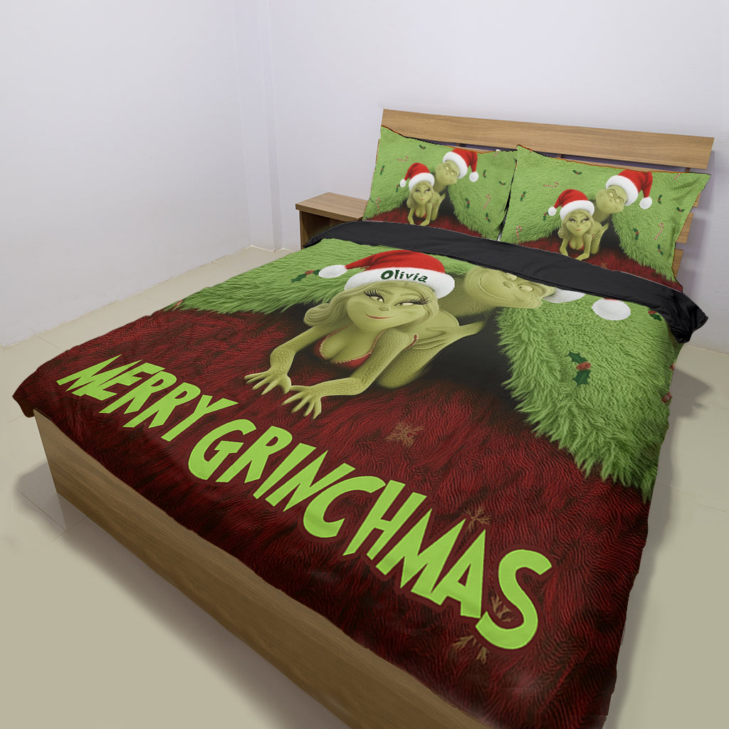 Activité préférée pour ce Grinchmas - Parure de lit de Noël personnalisée avec étole
