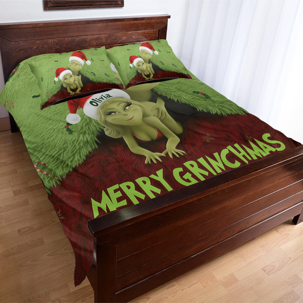 Activité préférée pour ce Grinchmas - Parure de lit de Noël personnalisée avec étole