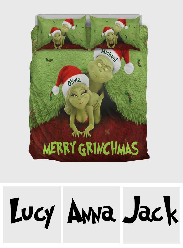 Activité préférée pour ce Grinchmas - Parure de lit de Noël personnalisée avec étole
