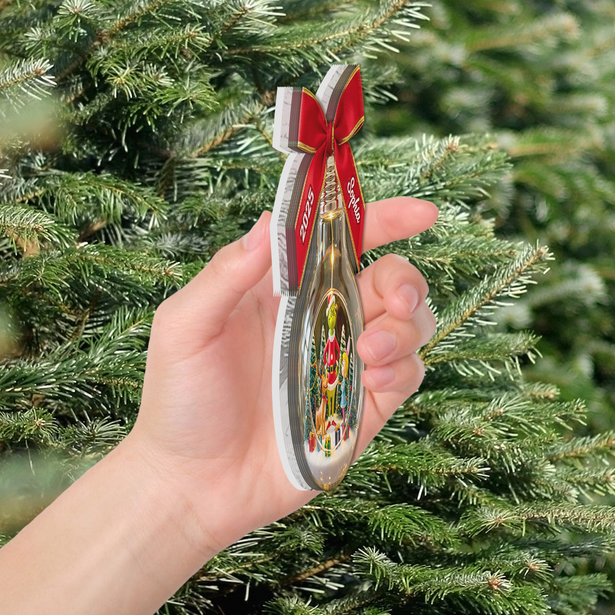 Merry Grinchmas - Personalized Stole Christmas LED Light Ornament