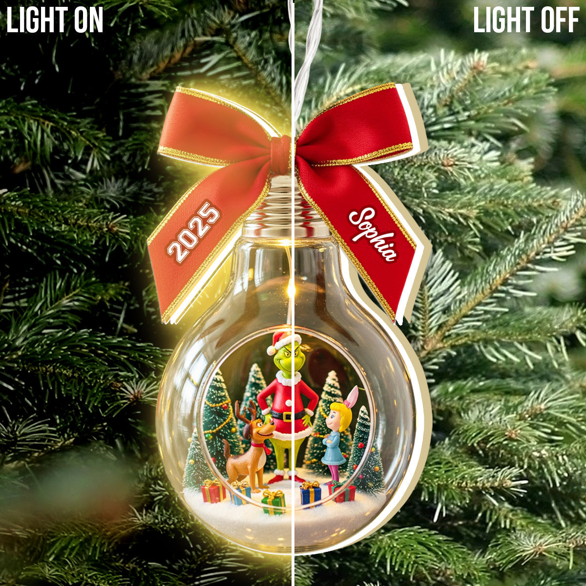 Merry Grinchmas - Personalized Stole Christmas LED Light Ornament