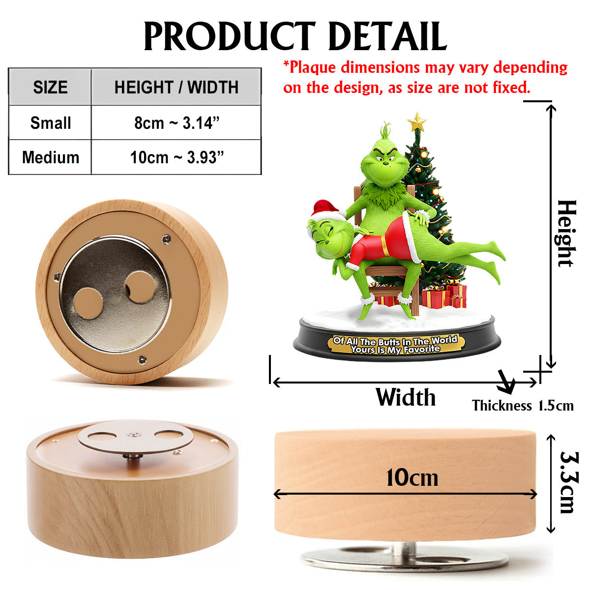 Couple Grinchmas - Étole de Noël personnalisée Plaque musicale rotative