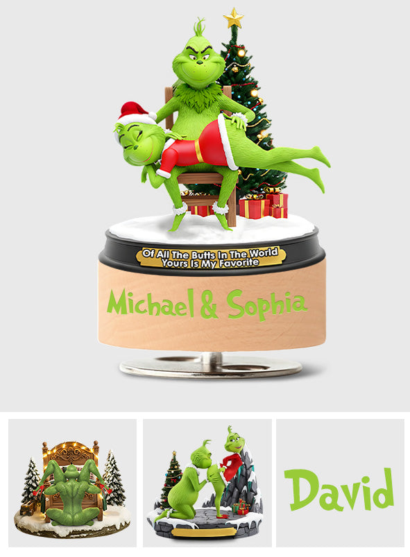 Couple Grinchmas - Étole de Noël personnalisée Plaque musicale rotative