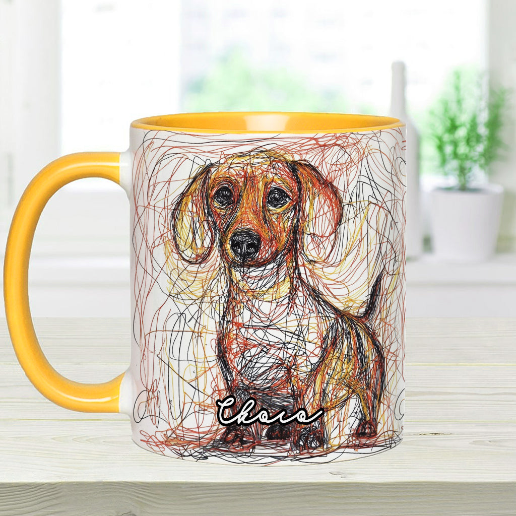 Beautiful Scribbled Dog - Personalized Dog Accent Mug
