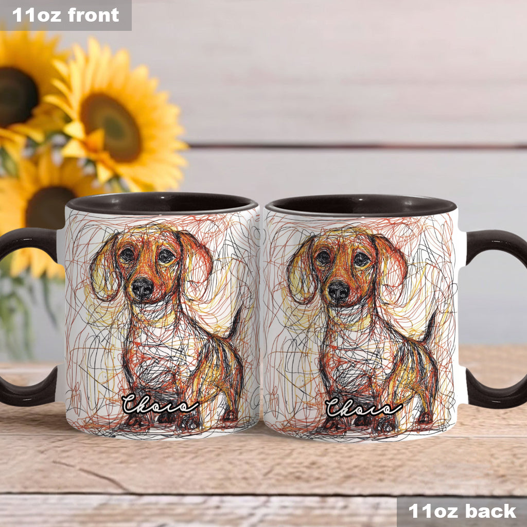 Beautiful Scribbled Dog - Personalized Dog Accent Mug