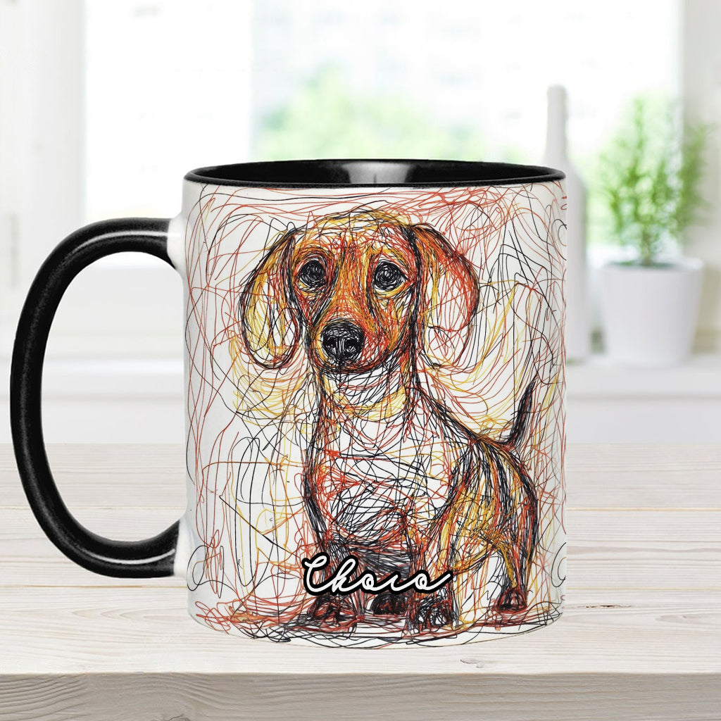 Beautiful Scribbled Dog - Personalized Dog Accent Mug