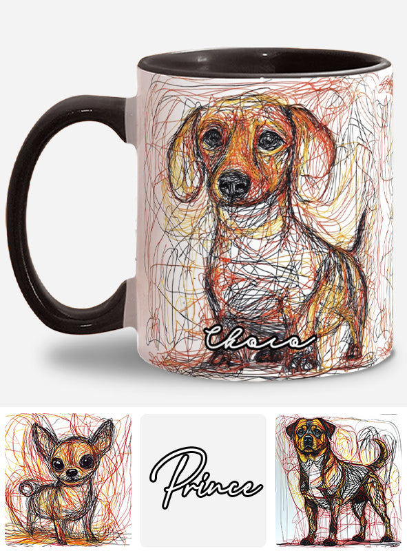 Beautiful Scribbled Dog - Personalized Dog Accent Mug