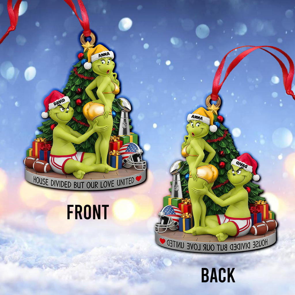 Couple de monstres verts - Ornement de Noël personnalisé avec étole