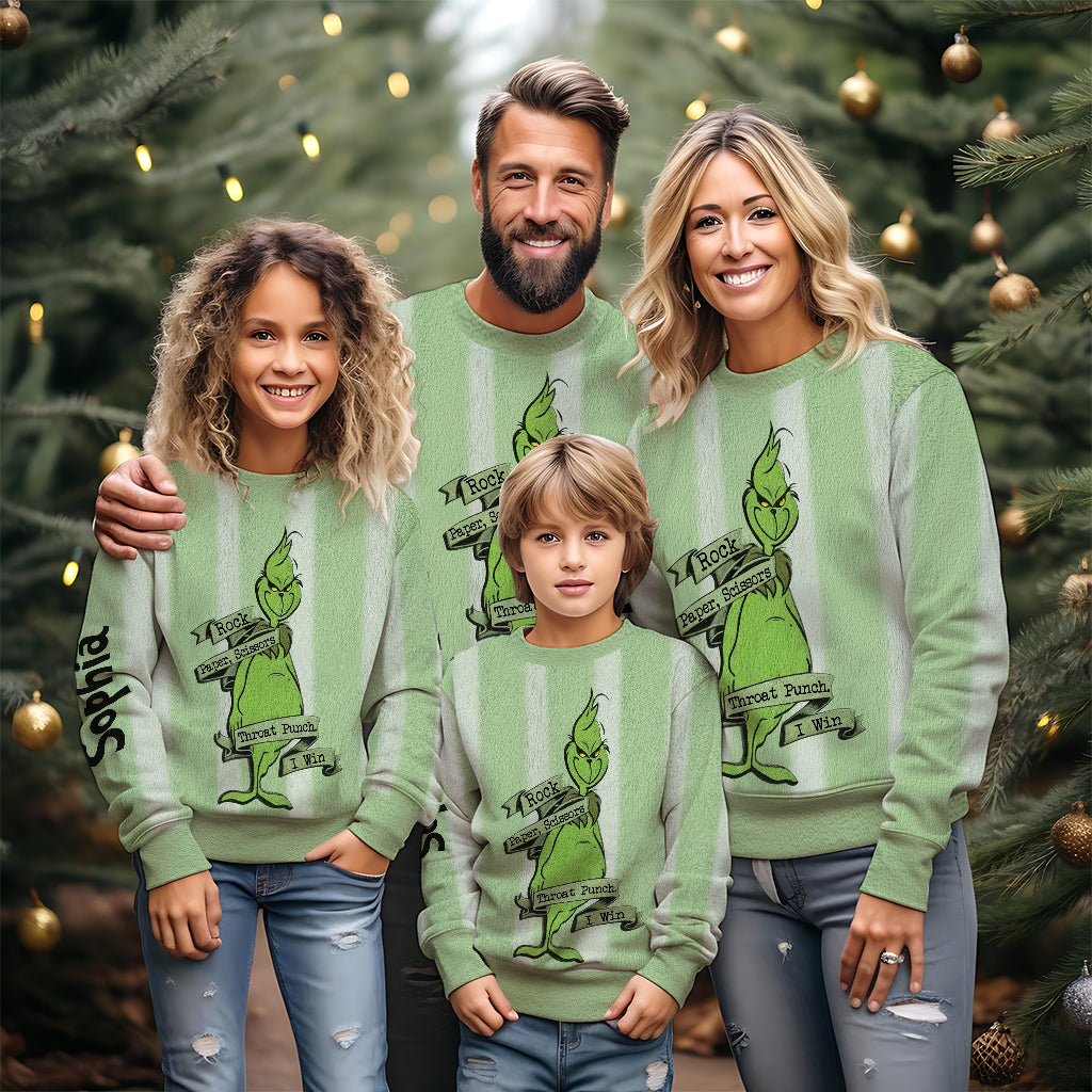 Pierre Feuille Ciseaux - Pull de Noël moche personnalisé avec étole