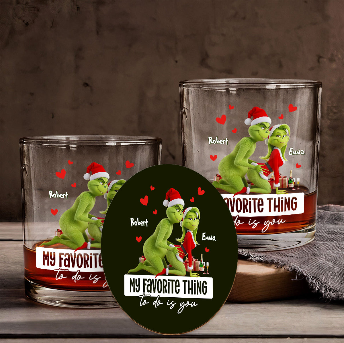 « Ce que je préfère faire, c'est toi », cadeau humoristique pour lui/mari/petit ami… - Verre à whisky de Noël personnalisé avec étole
