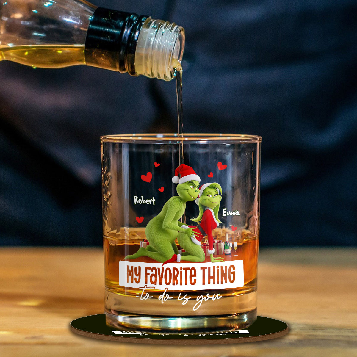 « Ce que je préfère faire, c'est toi », cadeau humoristique pour lui/mari/petit ami… - Verre à whisky de Noël personnalisé avec étole