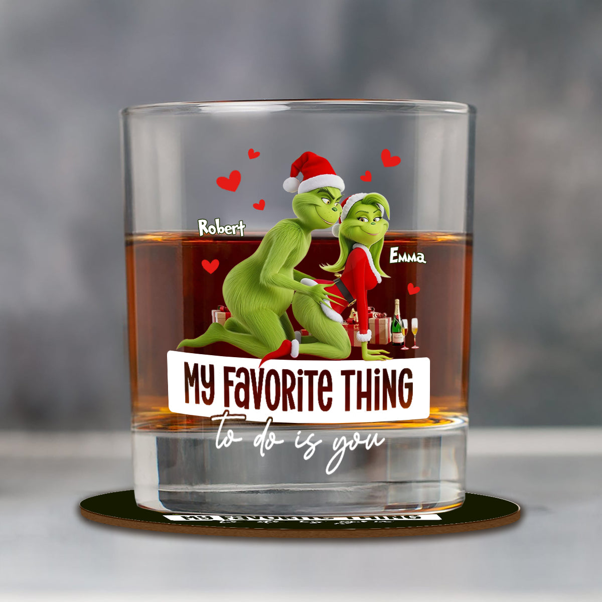 « Ce que je préfère faire, c'est toi », cadeau humoristique pour lui/mari/petit ami… - Verre à whisky de Noël personnalisé avec étole