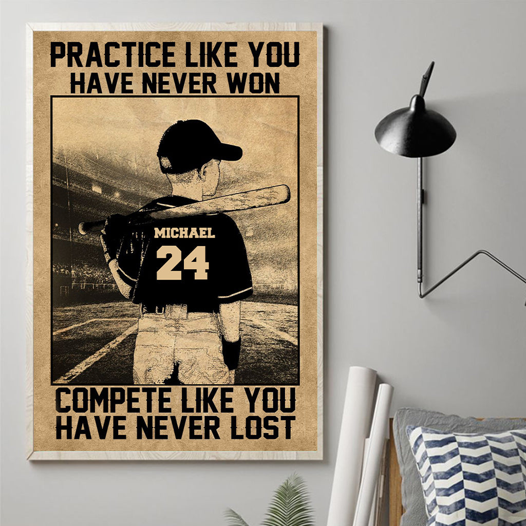 Entraîne-toi comme si tu n'avais jamais gagné - Toile et affiche de baseball personnalisées