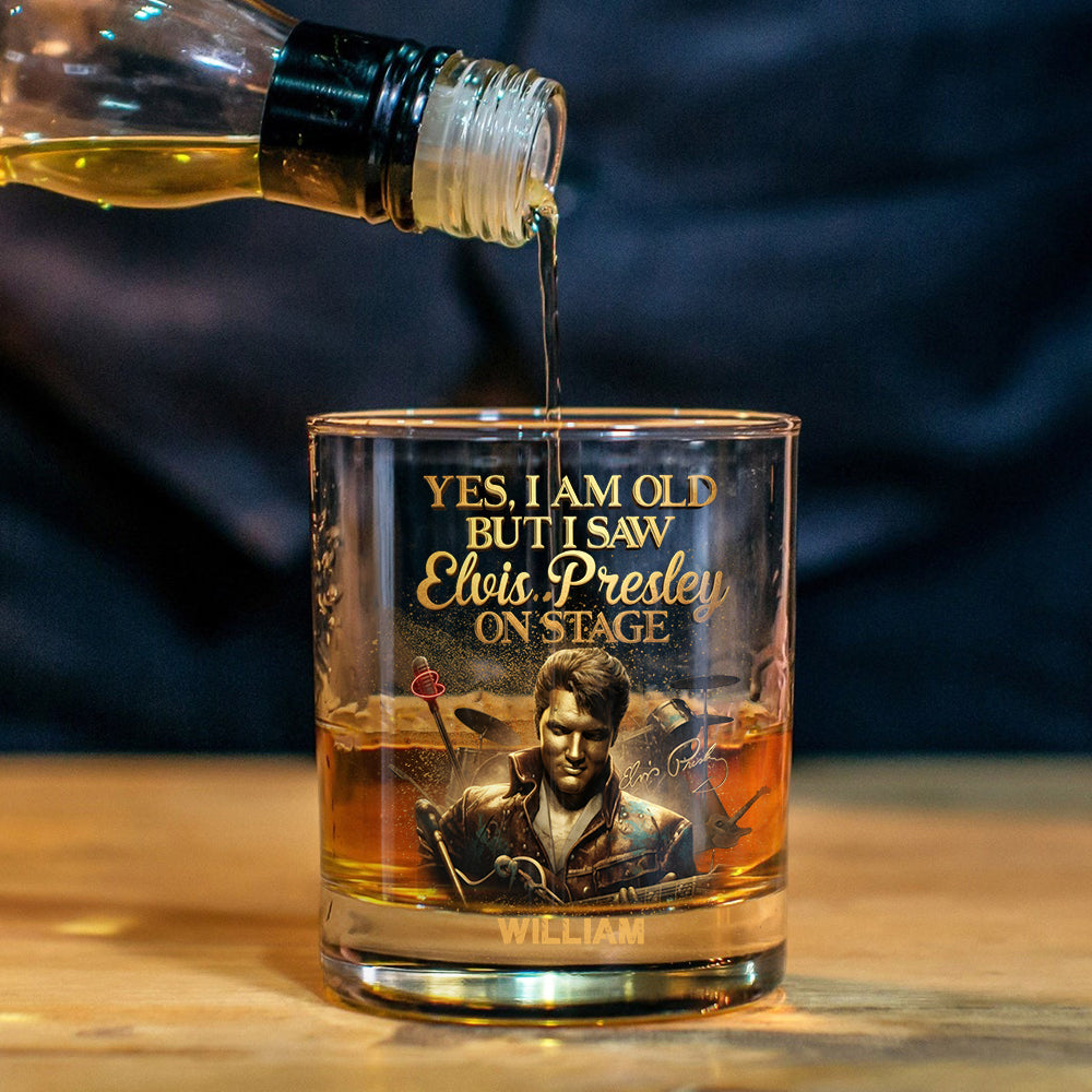 Oui, je suis vieux, mais j'ai vu… - Verre à whisky personnalisé « Roi du rock and roll »