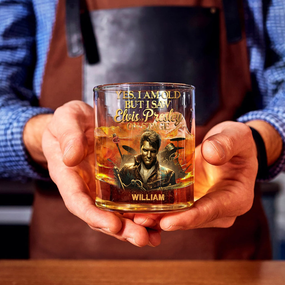 Oui, je suis vieux, mais j'ai vu… - Verre à whisky personnalisé « Roi du rock and roll »