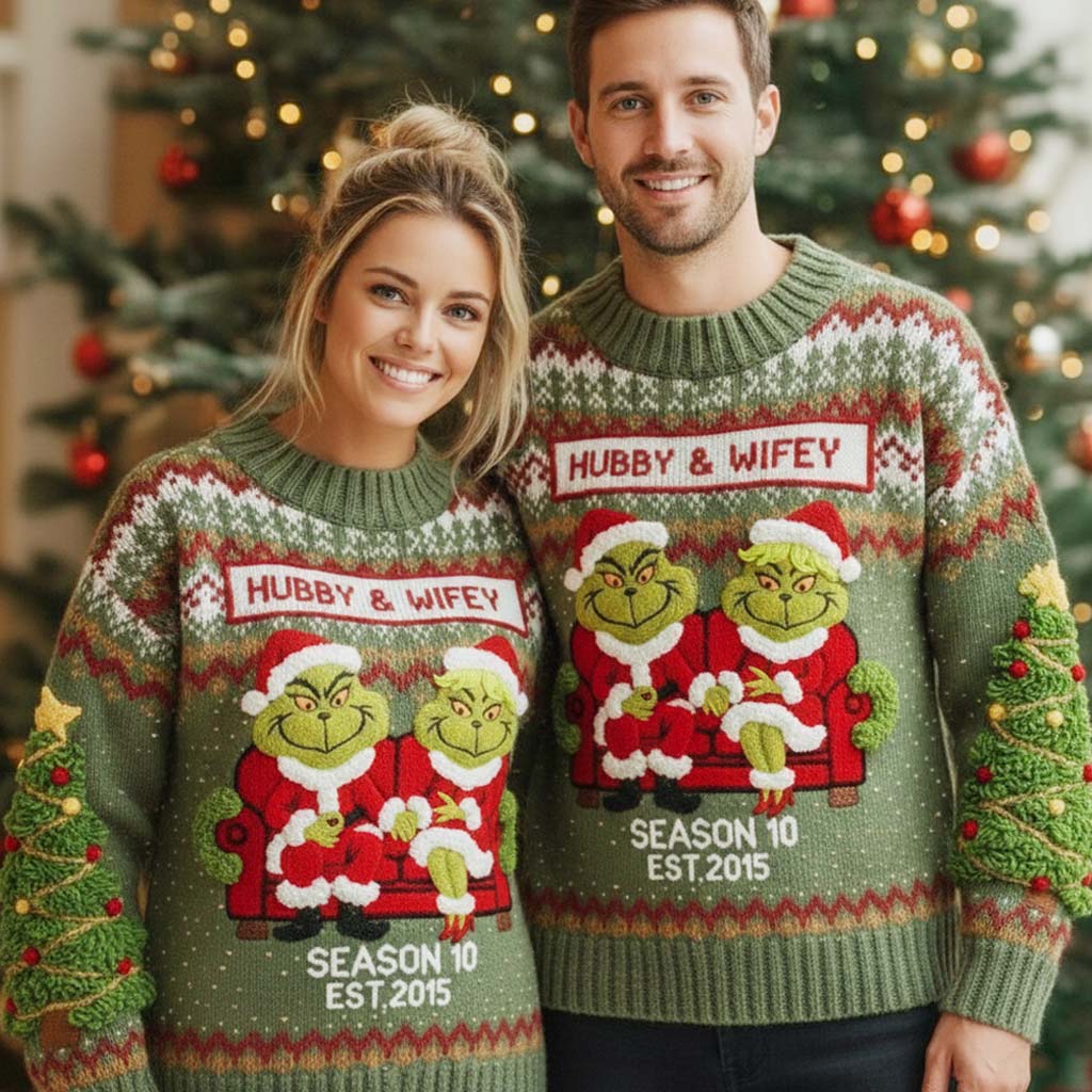 Hubby & Wifey Holiday - Personalized Stole Christmas Ugly Sweater