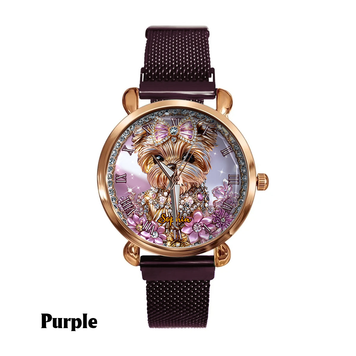 Amoureux du Yorkshire Terrier - Montre-bracelet personnalisée pour femme avec un chien 