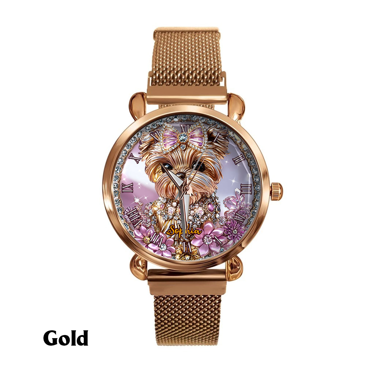 Amoureux du Yorkshire Terrier - Montre-bracelet personnalisée pour femme avec un chien 