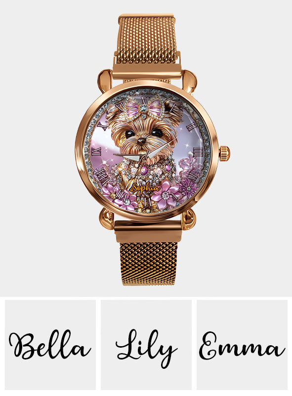 Amoureux du Yorkshire Terrier - Montre-bracelet personnalisée pour femme avec un chien 