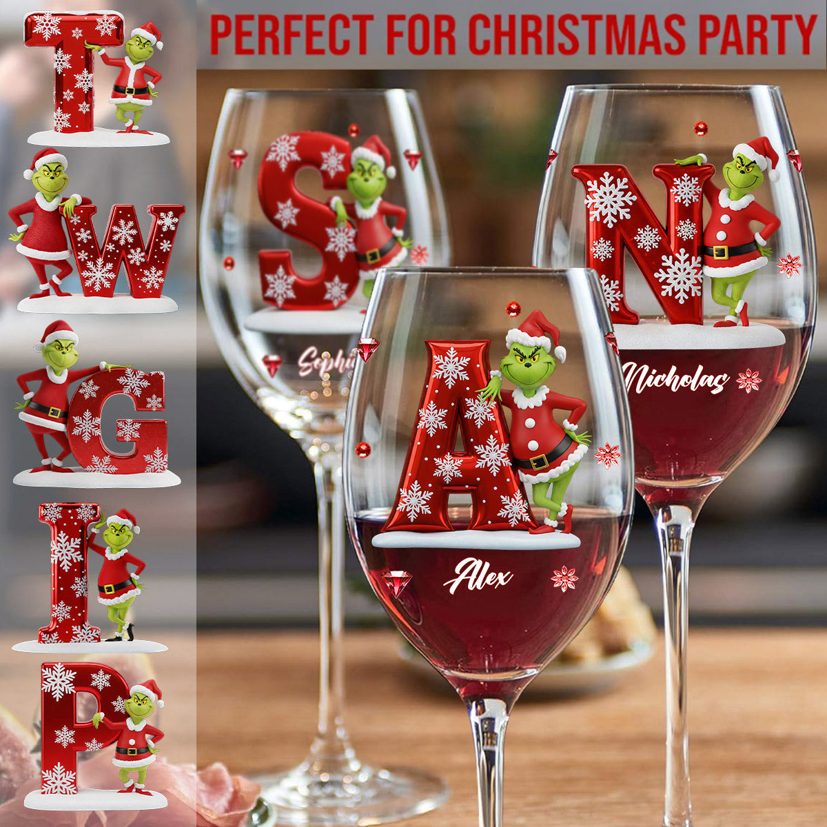 Merry Christmas - Personalized Stole Christmas Wine Glass With Long Stem