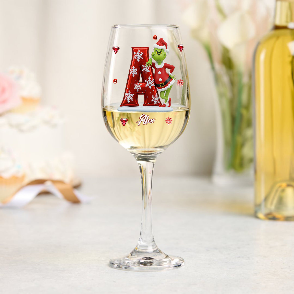 Merry Christmas - Personalized Stole Christmas Wine Glass With Long Stem