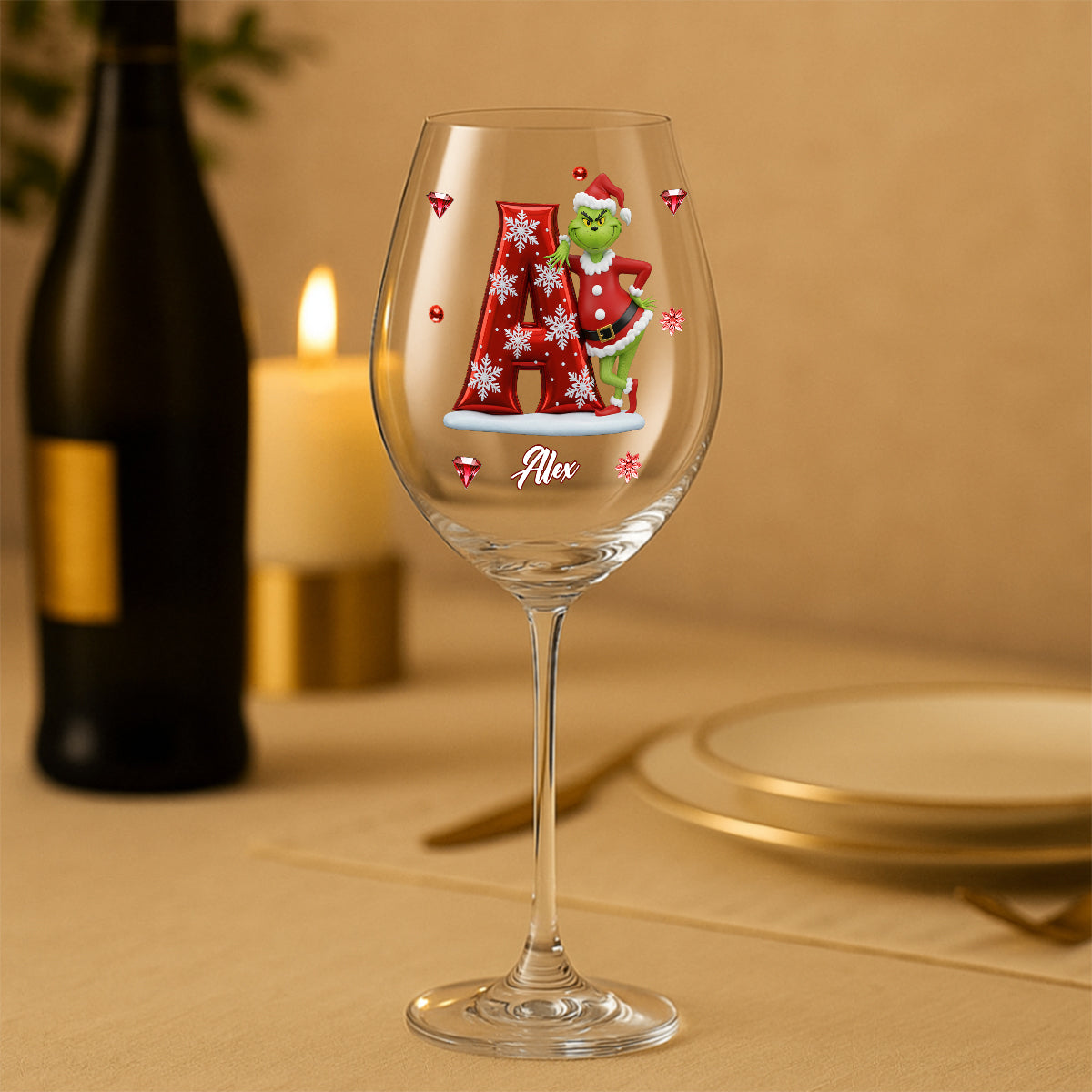 Merry Christmas - Personalized Stole Christmas Wine Glass With Long Stem