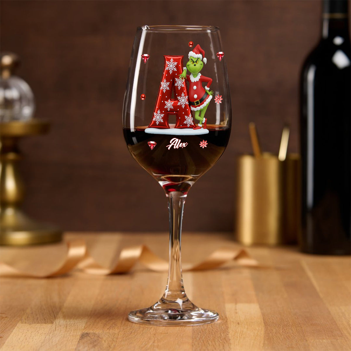 Merry Christmas - Personalized Stole Christmas Wine Glass With Long Stem