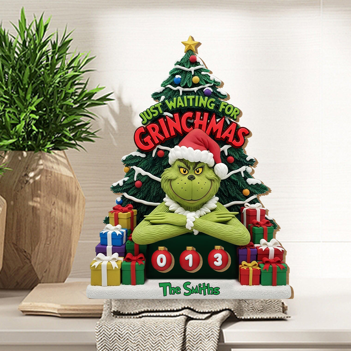 En attendant Noël - Plaque interchangeable personnalisée pour étole de Noël