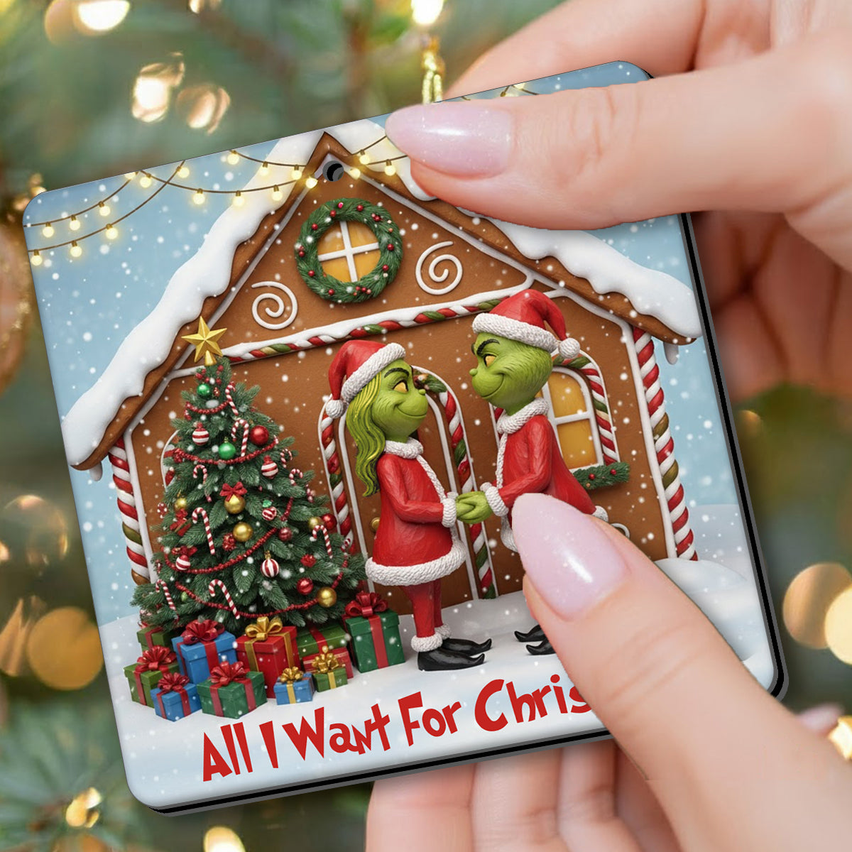 Tout ce que je veux pour Noël, c'est toi - Ornement lenticulaire personnalisé en forme d'étole de Noël