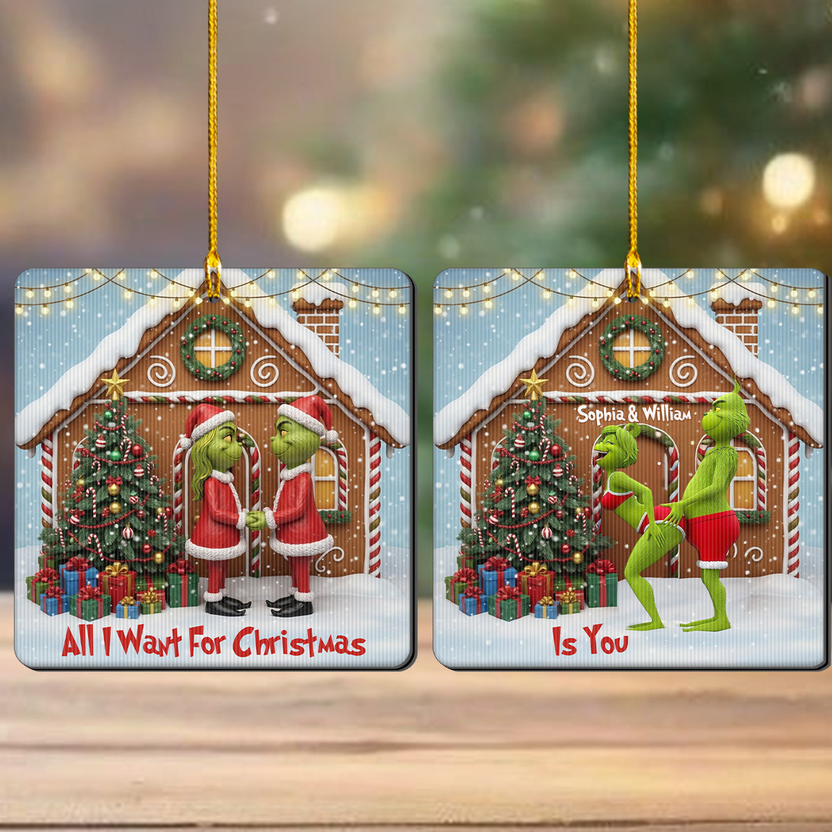 Tout ce que je veux pour Noël, c'est toi - Ornement lenticulaire personnalisé en forme d'étole de Noël