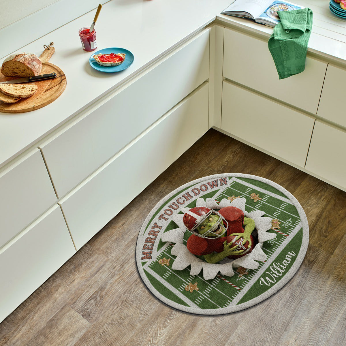 Joyeux atterrissage - Tapis de Noël personnalisé avec étole et touffeté antidérapant