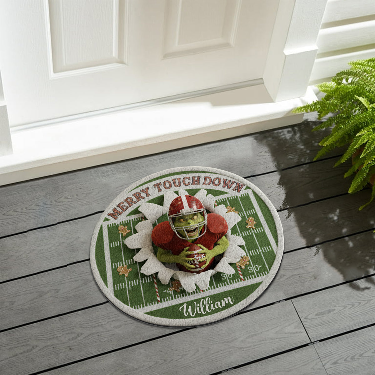 Joyeux atterrissage - Tapis de Noël personnalisé avec étole et touffeté antidérapant