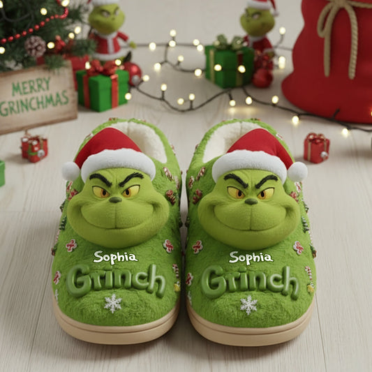 Merry Grinchmas - Personalized Stole Christmas Slippers