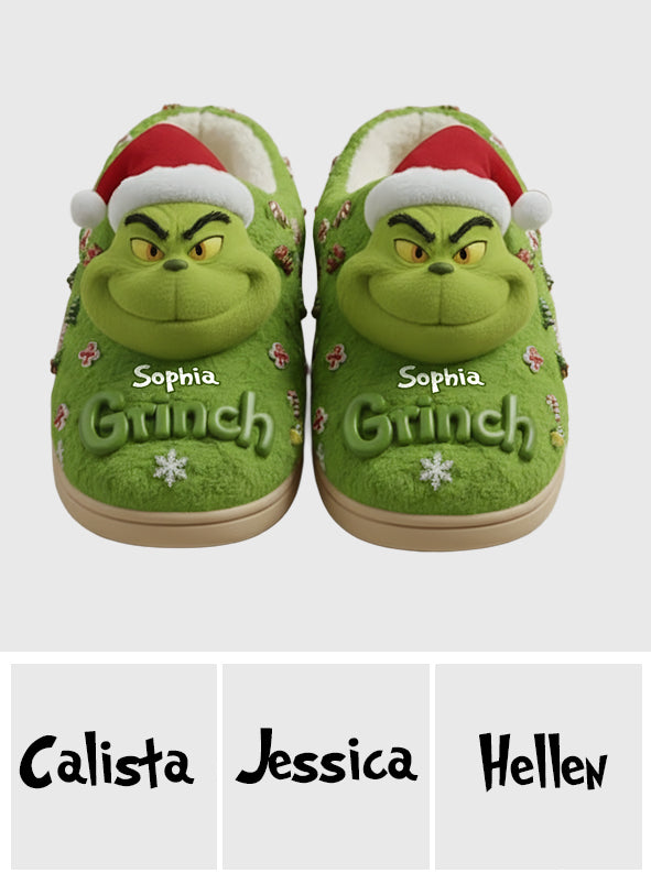 Joyeux Grinchmas - Étole de Noël personnalisée - Pantoufles de Noël