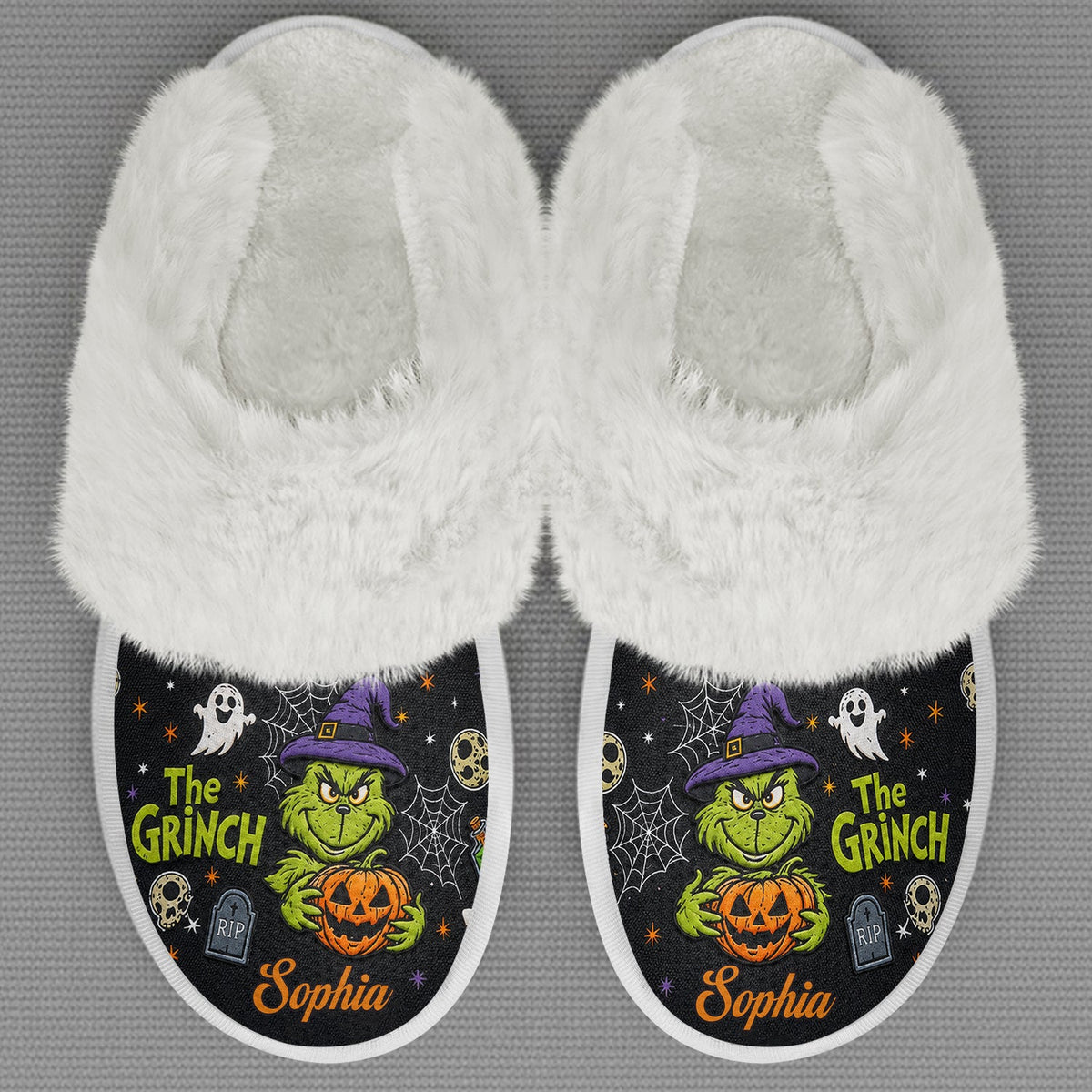 Halloween Mean Guy - Personalized Stole Christmas Open-Toe Slippers