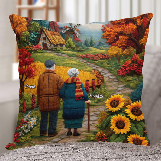 Coussin décoratif personnalisé pour couple vieillissant ensemble