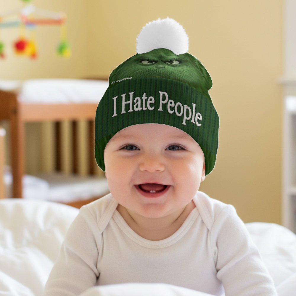 Je déteste les gens - Grinchmas - Bonnet de Noël personnalisé avec étole