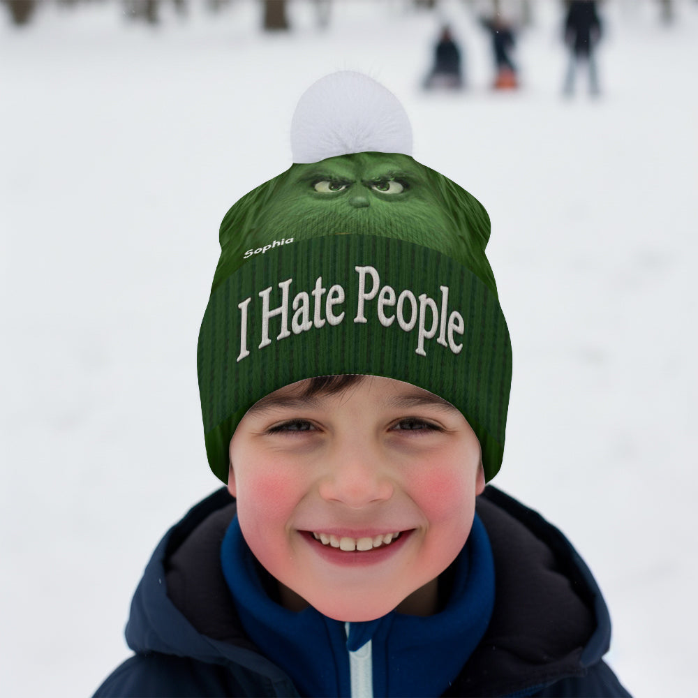 Je déteste les gens - Grinchmas - Bonnet de Noël personnalisé avec étole