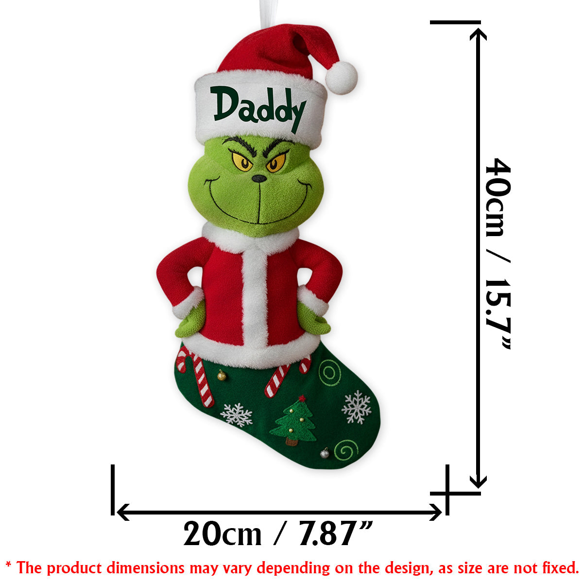 Cadeau familial Joyeux Grinchmas - Étole personnalisée en forme de chaussette de Noël