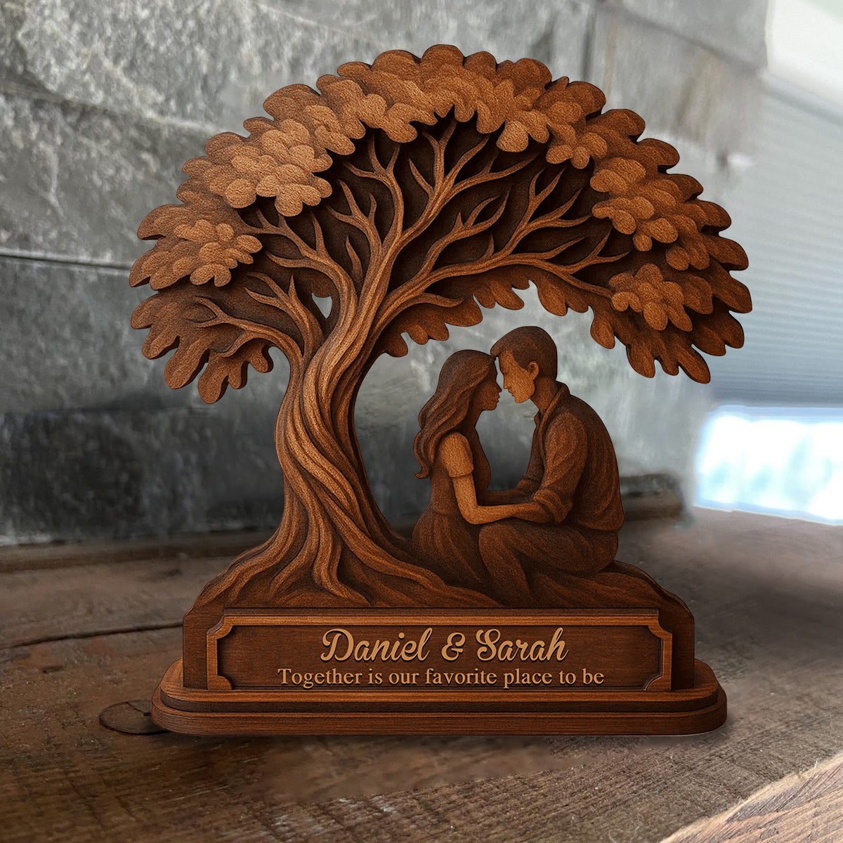 Être ensemble est notre bonheur préféré - Plaque en bois personnalisée pour couple