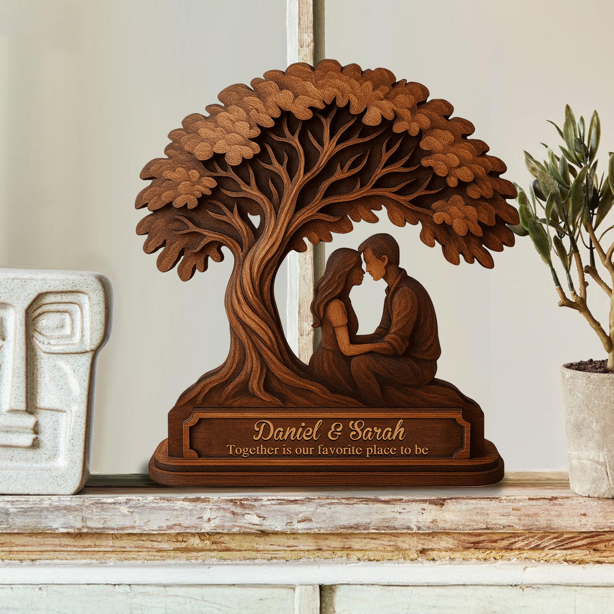 Être ensemble est notre bonheur préféré - Plaque en bois personnalisée pour couple