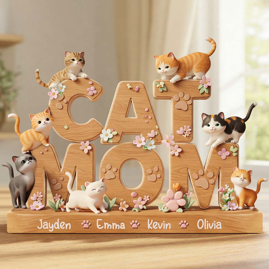 J'adore les chats - Plaque acrylique personnalisée en forme de chat