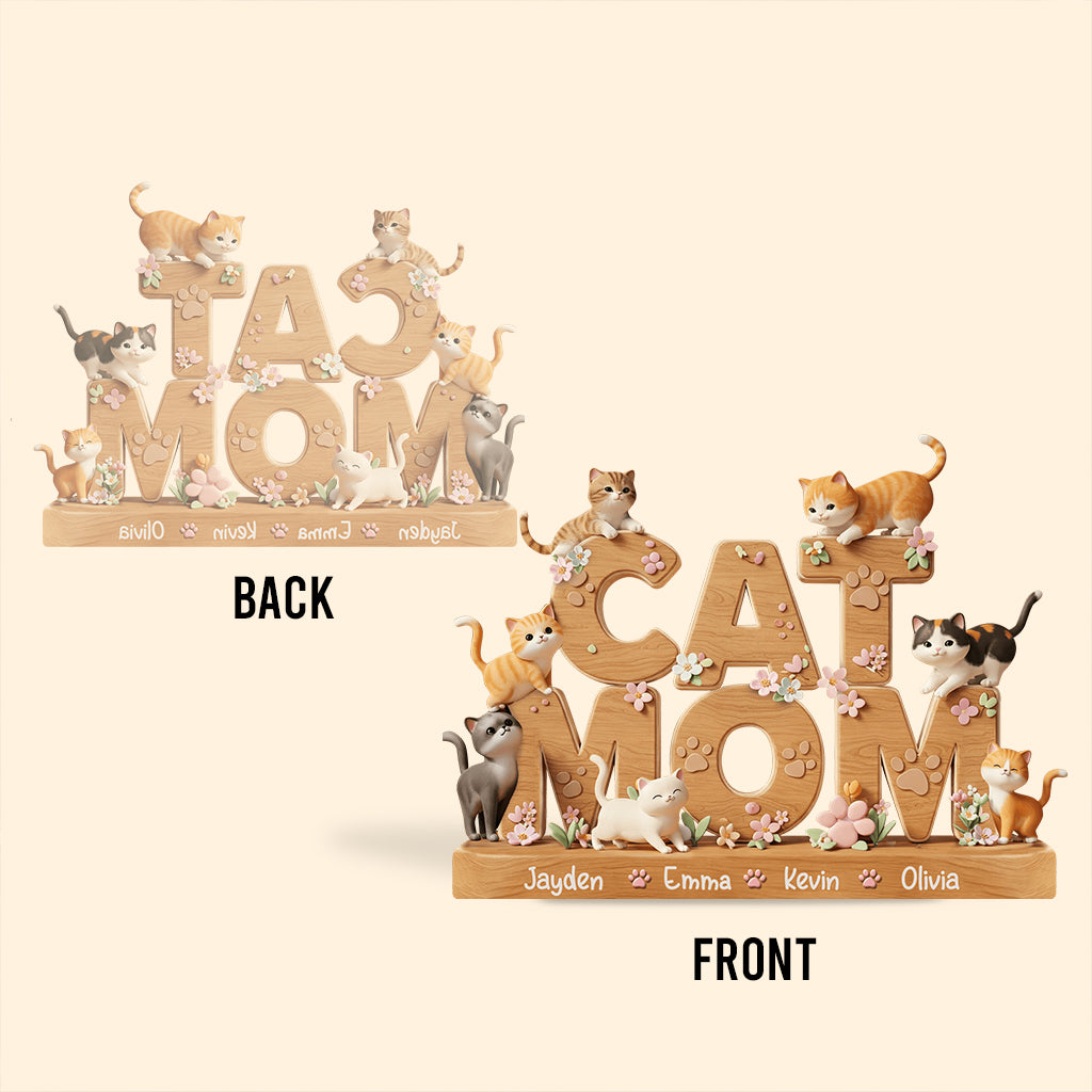 J'adore les chats - Plaque acrylique personnalisée en forme de chat