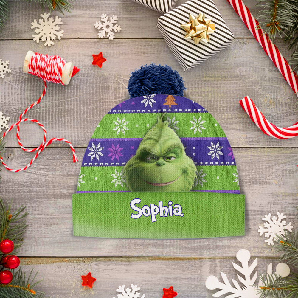 Noël Green Monster - Bonnet de Noël personnalisé avec étole