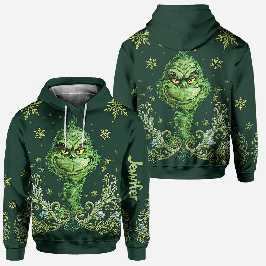 Joyeux Grinchmas ! - Sweat à capuche et legging personnalisés avec étole de Noël