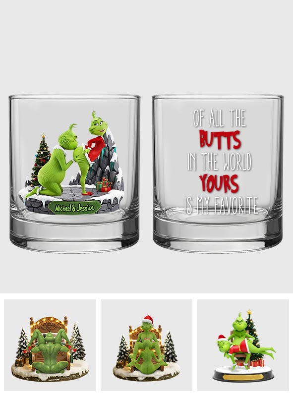 Noël en couple - Cadeau Grinchmas - Verre à whisky personnalisé avec étole de Noël