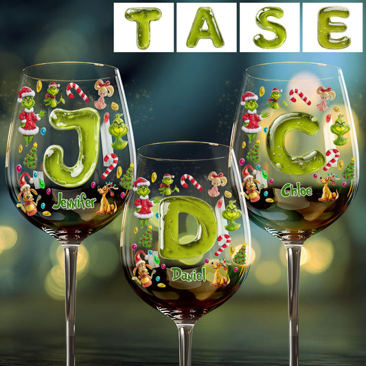 Merry Greenmas - Personalized Stole Christmas Wine Glass With Long Stem