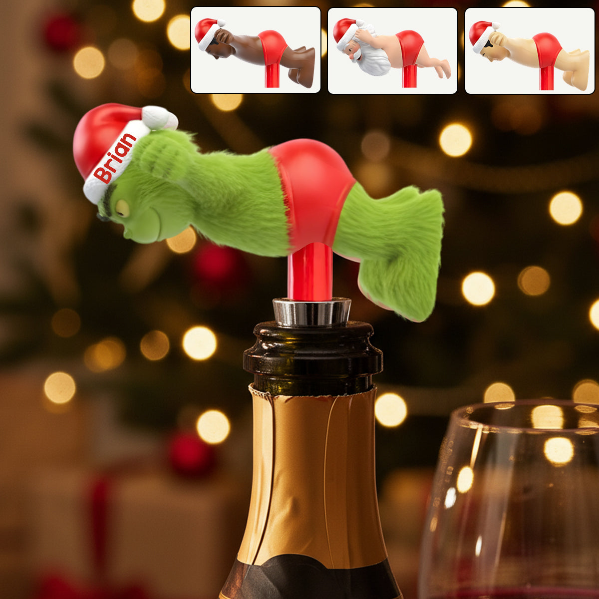 Noël coquin - Le cadeau de Noël idéal pour lui - Bouchon de bouteille personnalisé avec étole de Noël