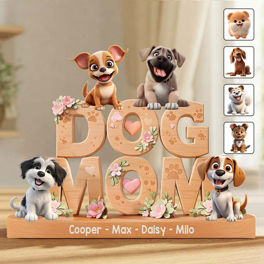 Maman de chien - Plaque acrylique personnalisée en forme de chien